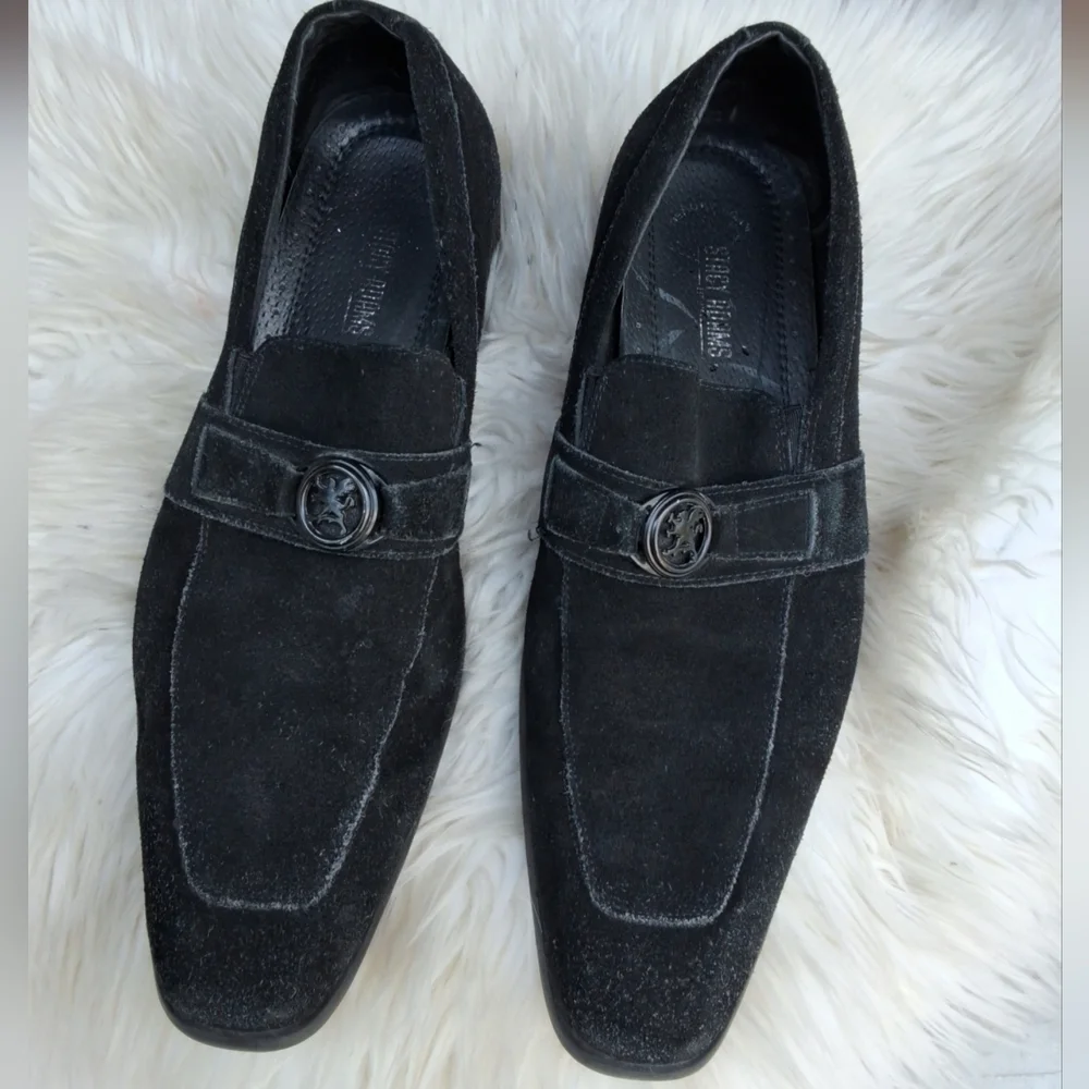Stacy Adams‎ Black suede stylized loafers 11.5